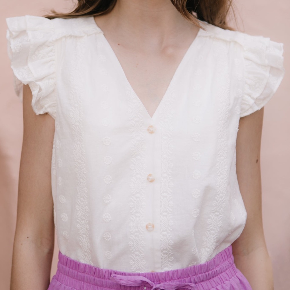 NWT Ivy City Co. Lana Blouse in White Eyelet XL